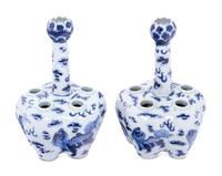 A Pair of Chinese Blue and White Porcelain Tulip Vases
