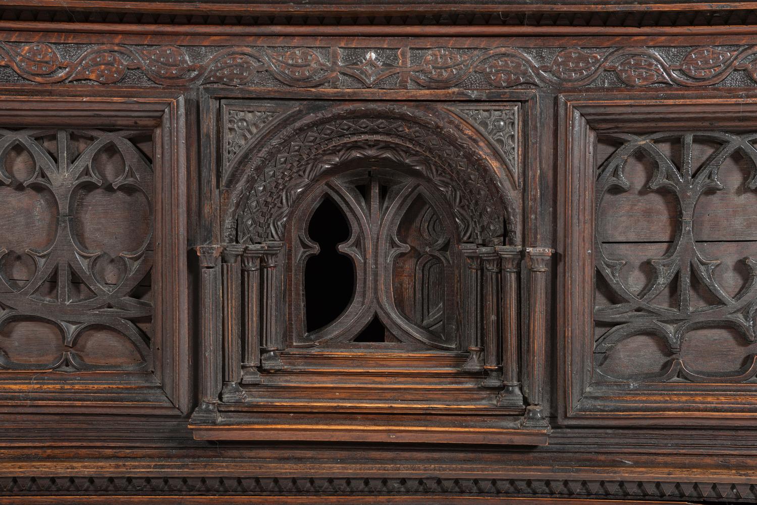 An English Gothic Revival Oak Court Cupboard