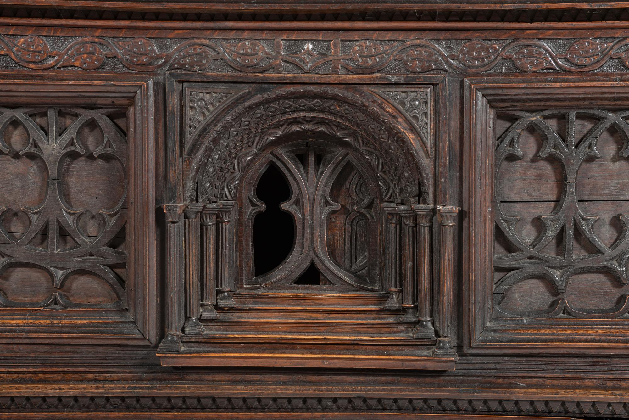 An English Gothic Revival Oak Court Cupboard