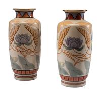 A Pair of Japanese Art Deco Porcelain Vases