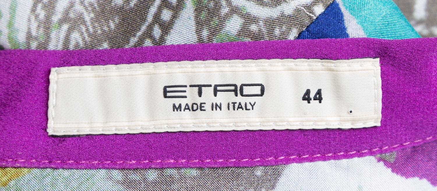 An Etro Multicolor Silk Sheer Blouse, Size 44.