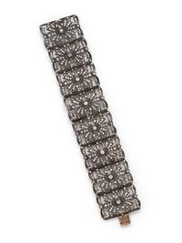 SILVER-TOPPED GOLD AND DIAMOND BRACELET