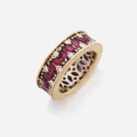 A ruby, diamond, and gold eternity band