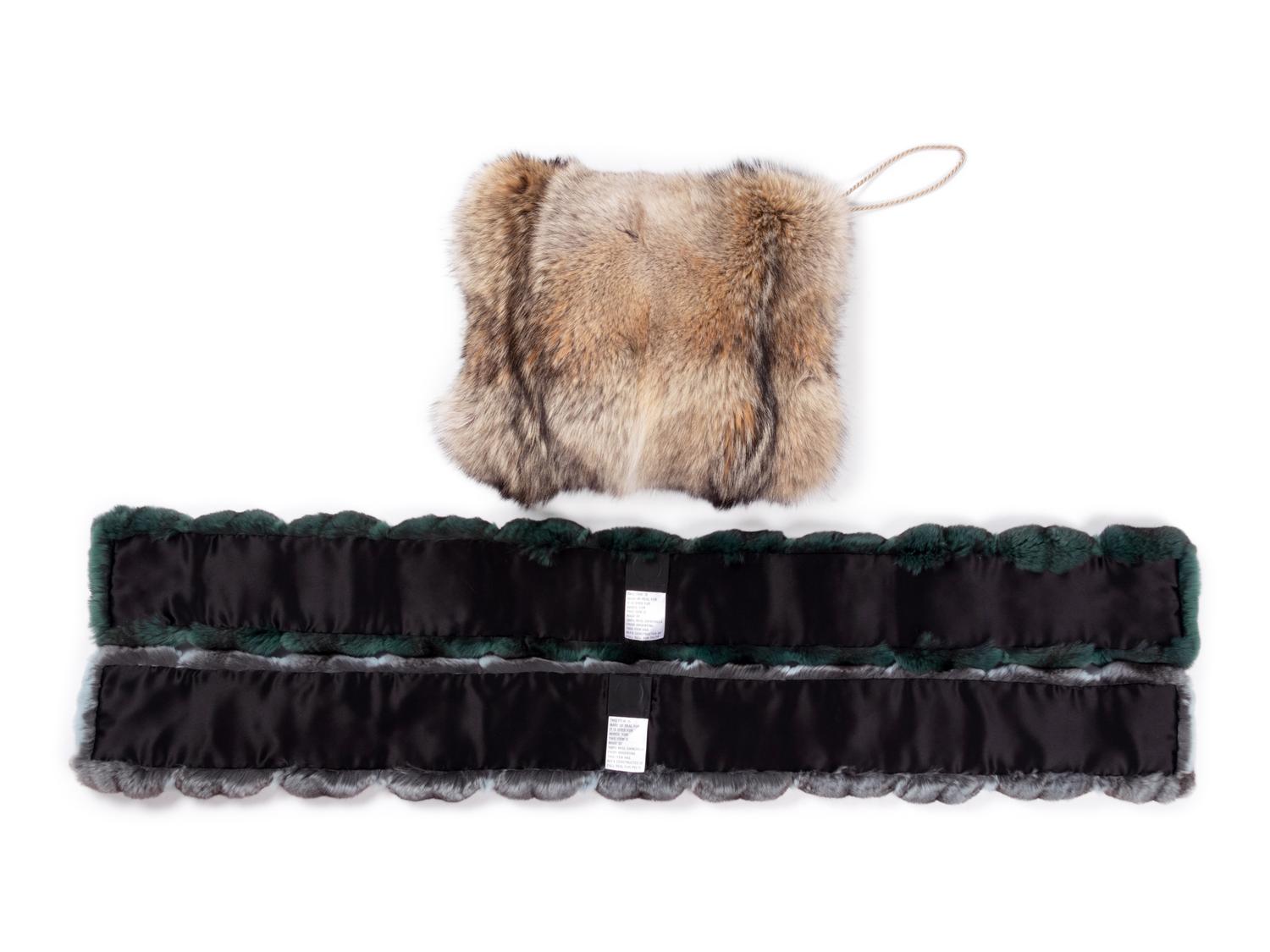 Four Ralph Rucci Fur Pieces: One Coyote Muff, Two Chinchilla Scarves, and One Mink Wrap