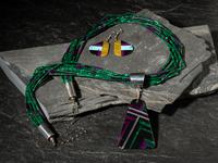 Multi-strand Necklace Featuring a Mosaic Inlay Pendant, with Matching Earrings