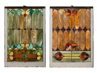 Two American Stained Glass Window Panels