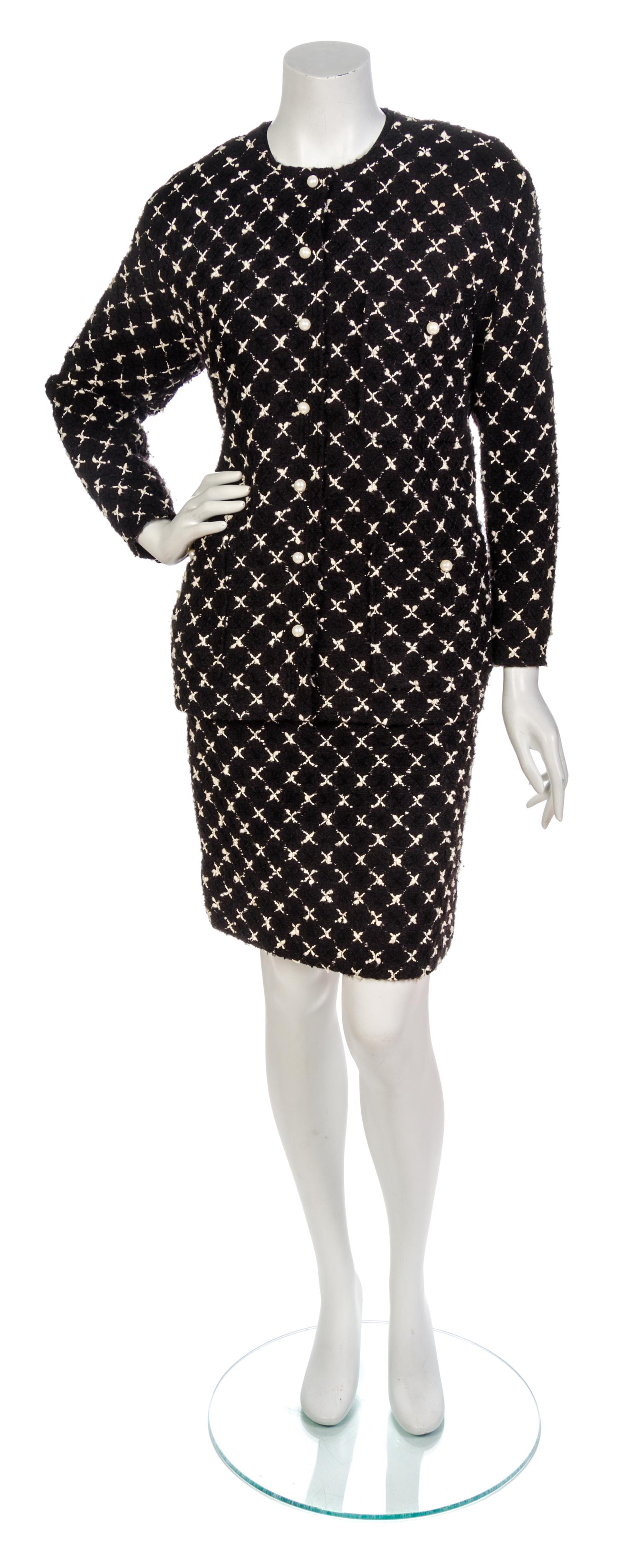 A Chanel Black and Cream Wool Tweed Skirt Suit,