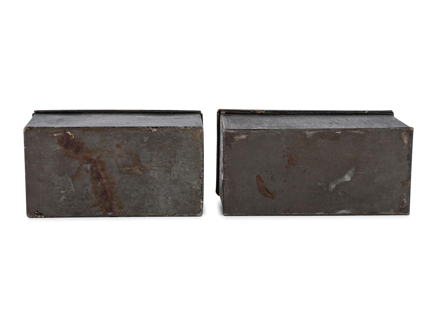 Two Polychrome and Stenciled Toleware Boxes