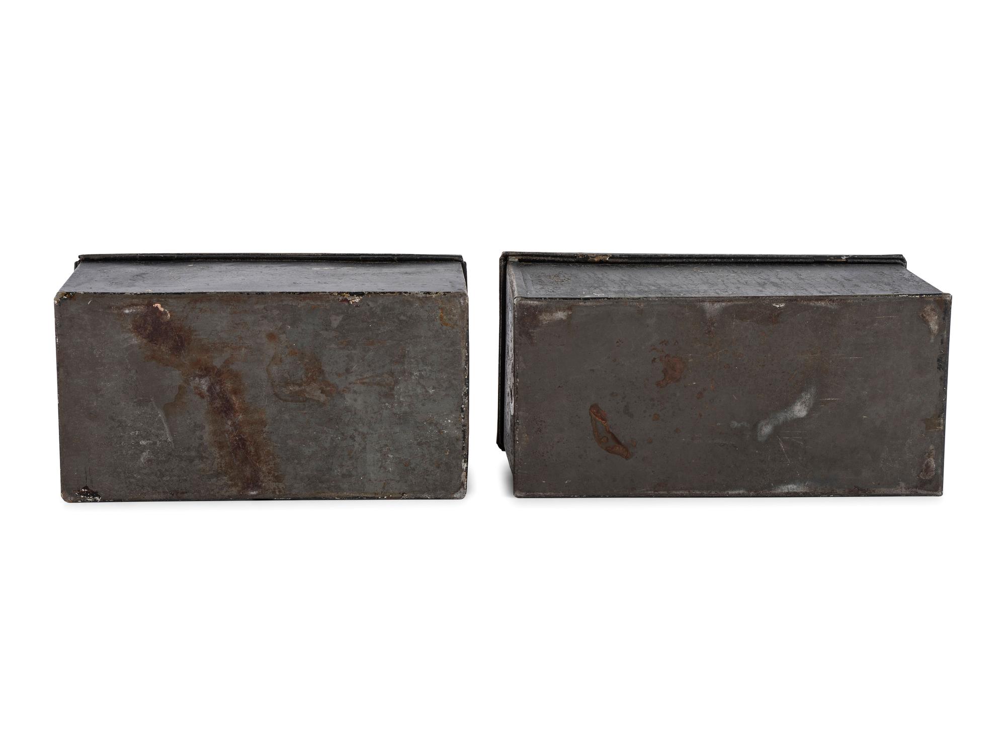 Two Polychrome and Stenciled Toleware Boxes