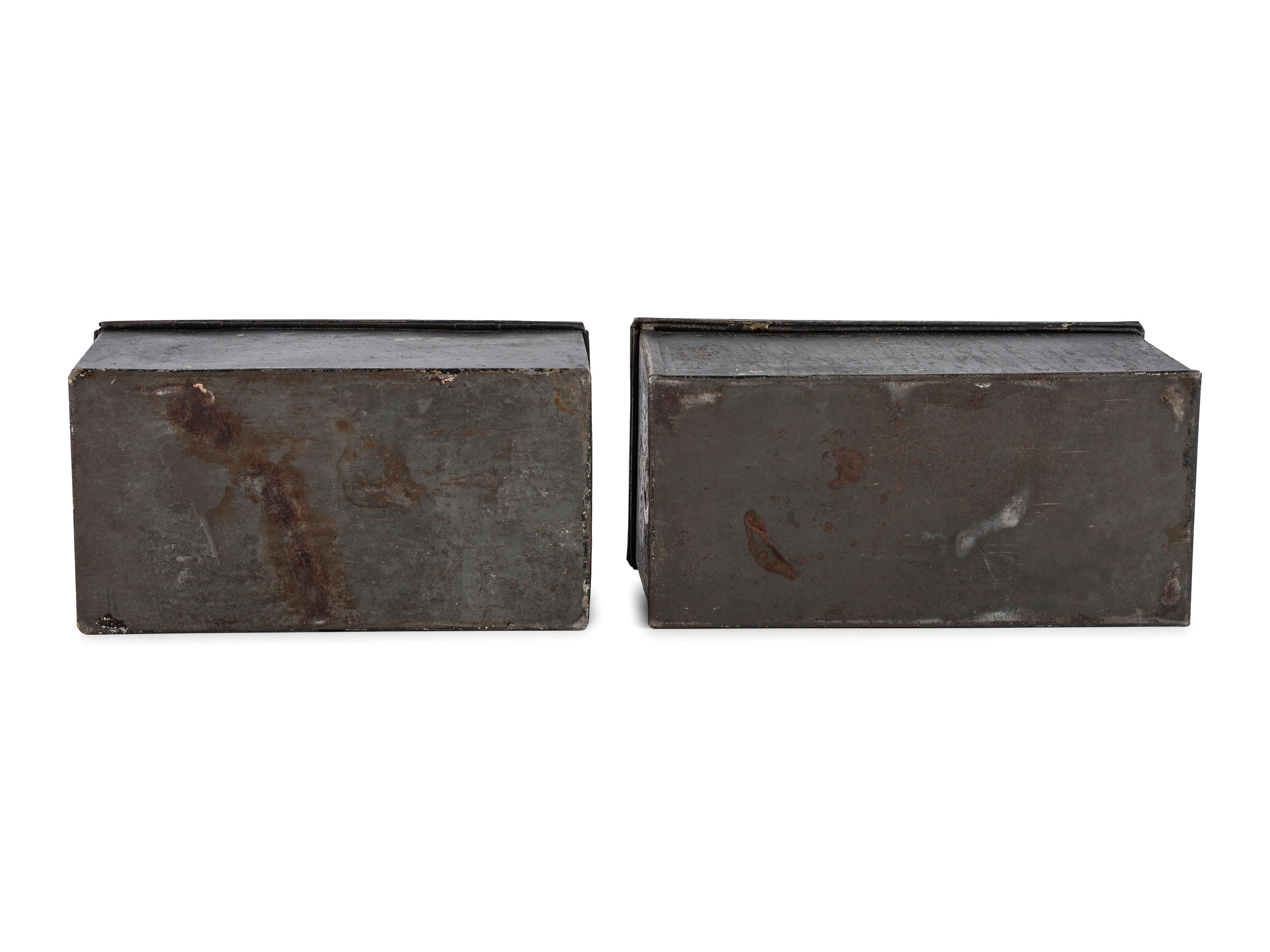 Two Polychrome and Stenciled Toleware Boxes