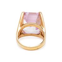 YELLOW GOLD AND PINK GLASS RING