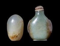 Two Chinese Celadon Jade Snuff Bottles