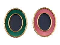 A Group of Four English Enamel and Gilt-Metal Picture Frames