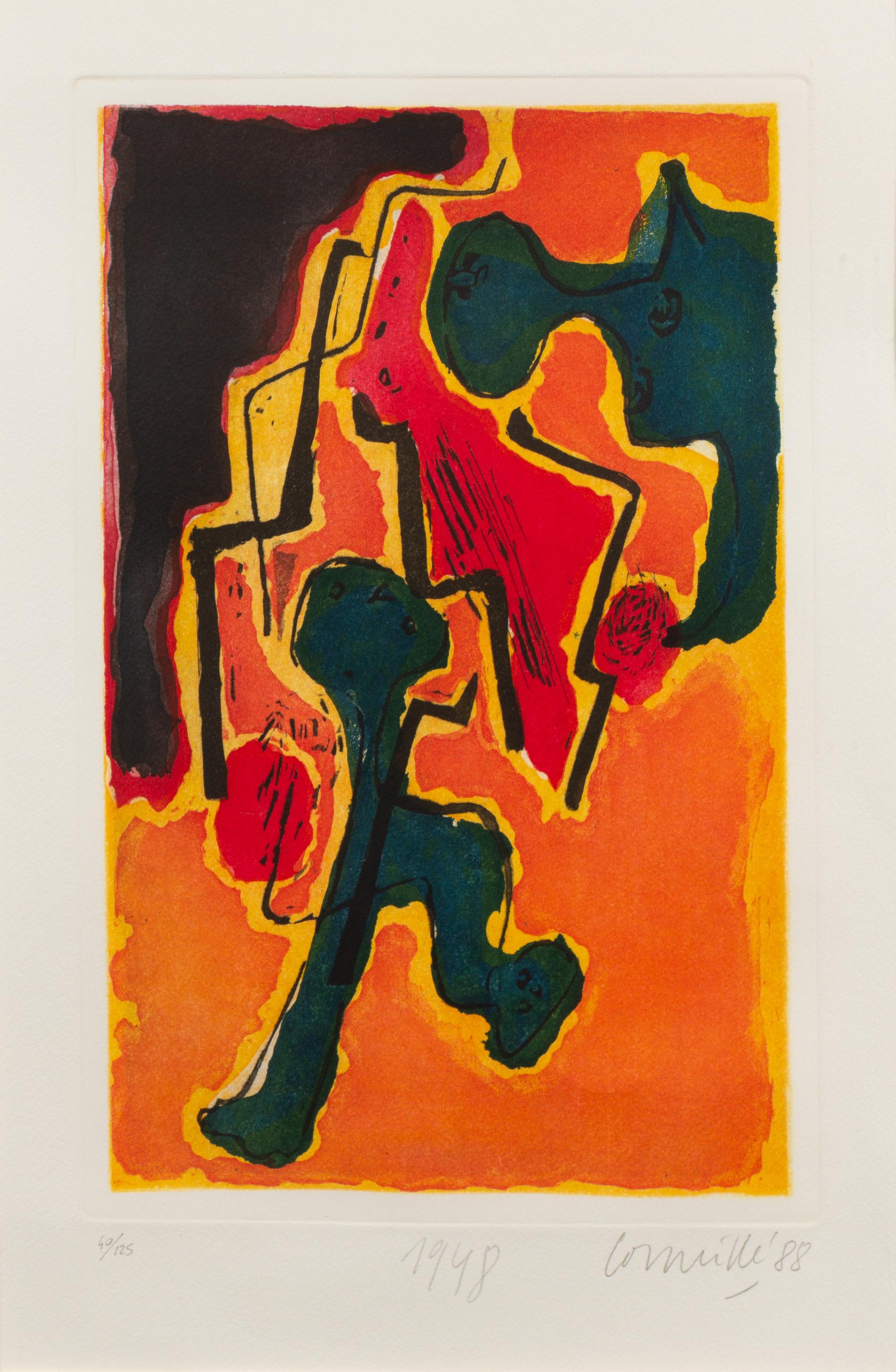 Corneille (Cornelius Guillaume Beverloo), (Belgian, 1922-2010), Personages en soie, 1948-88