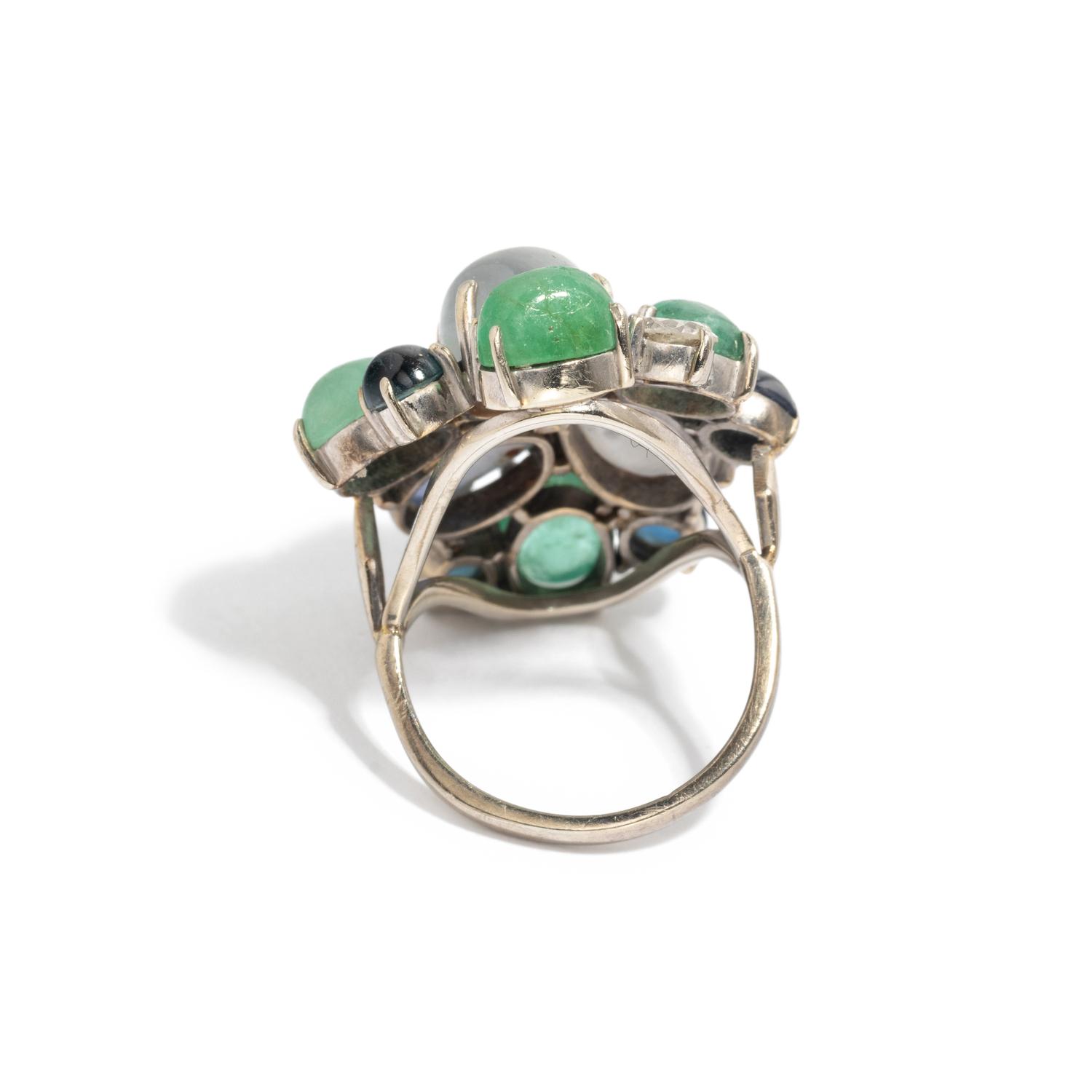 GEMSTONE AND DIAMOND RING