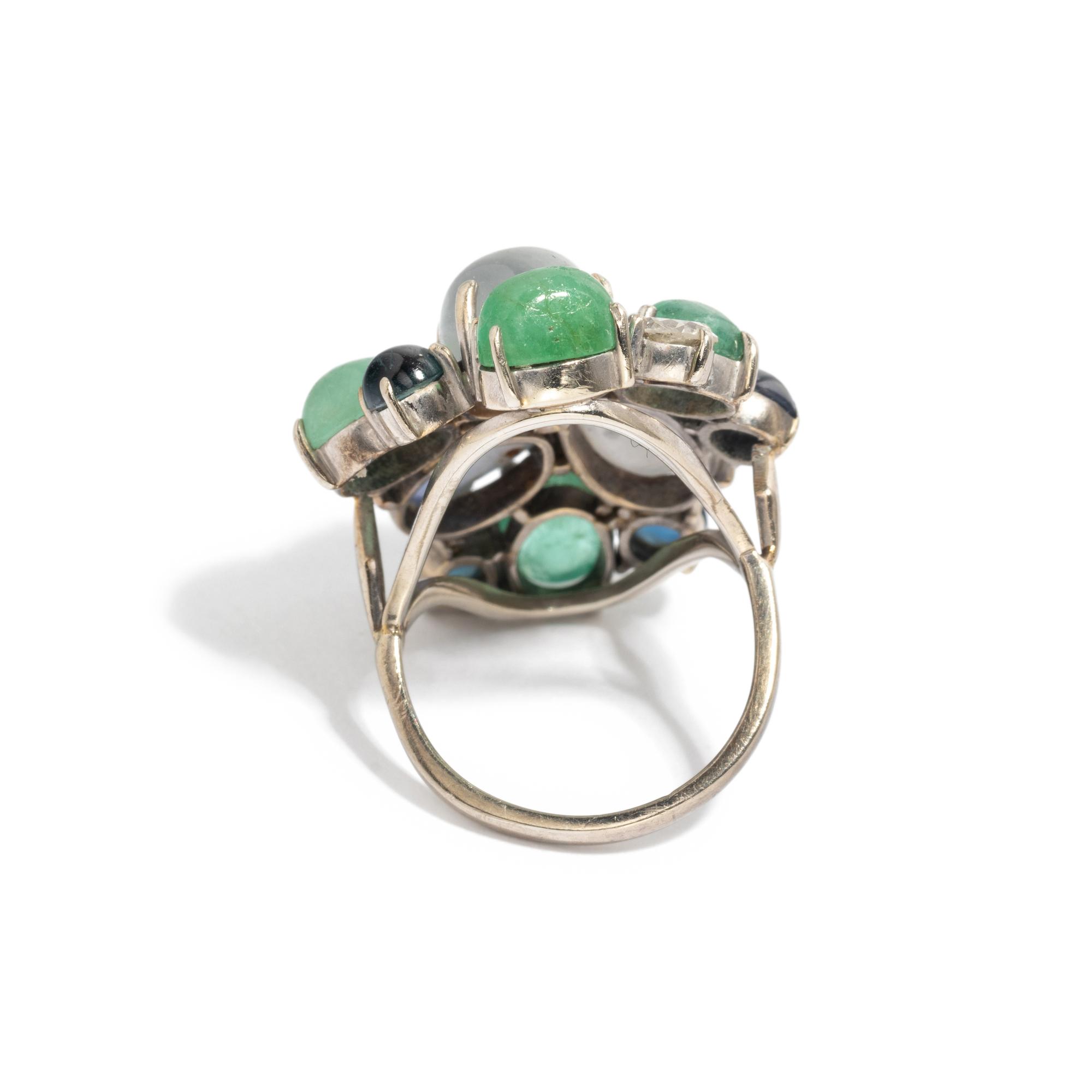 GEMSTONE AND DIAMOND RING