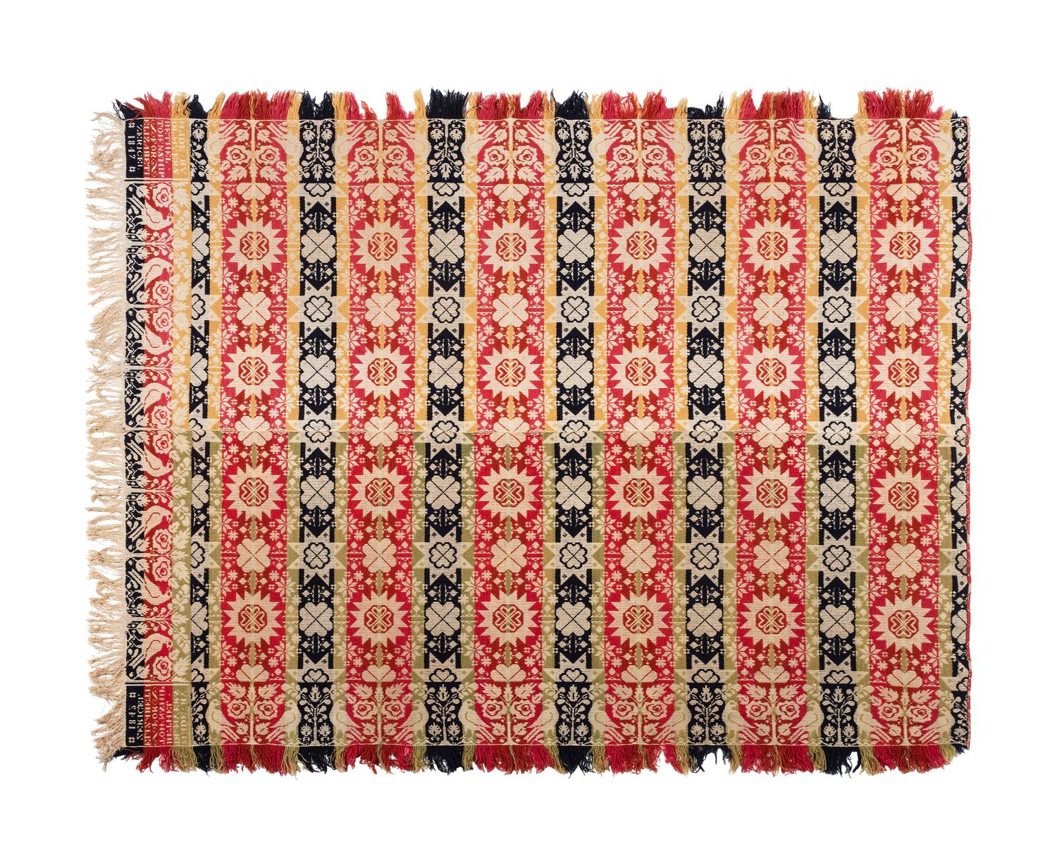Three Jacquard Woven Cotton Coverlets
