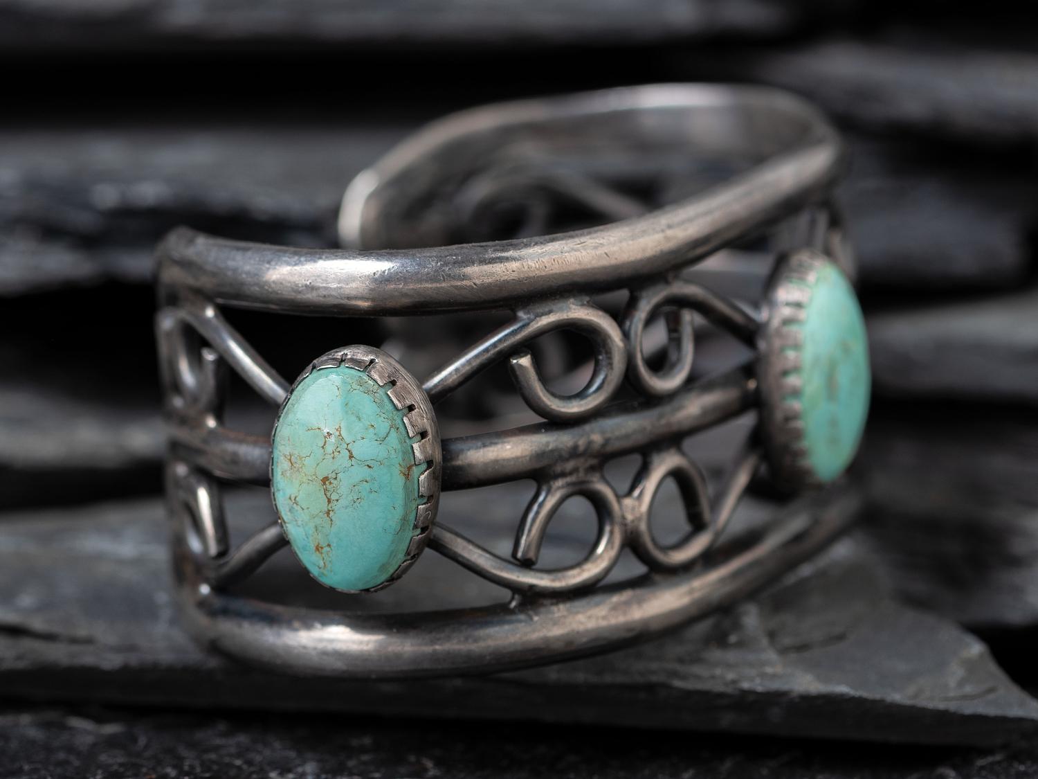Navajo Silver and Turquoise Cuff Bracelet