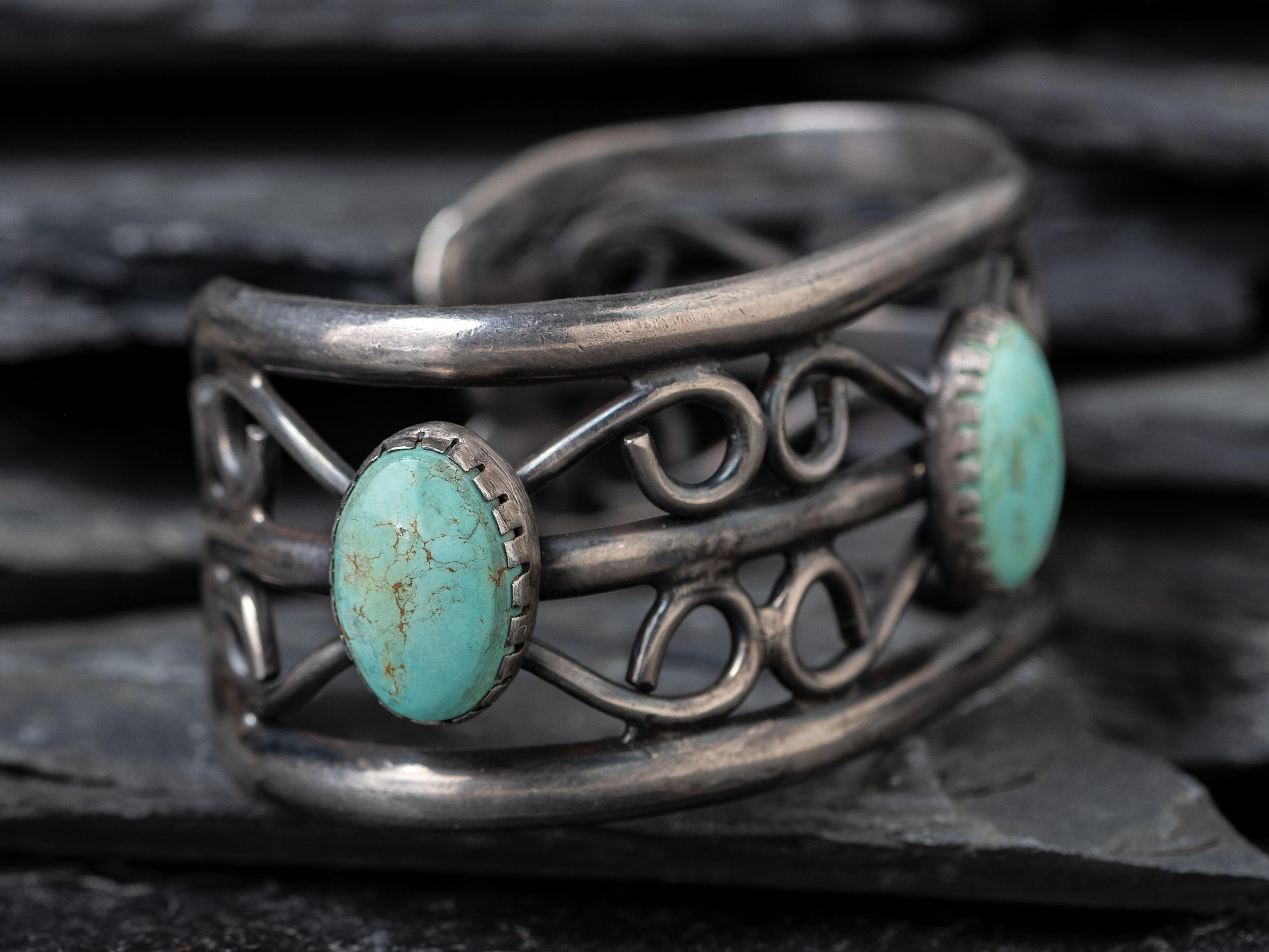 Navajo Silver and Turquoise Cuff Bracelet