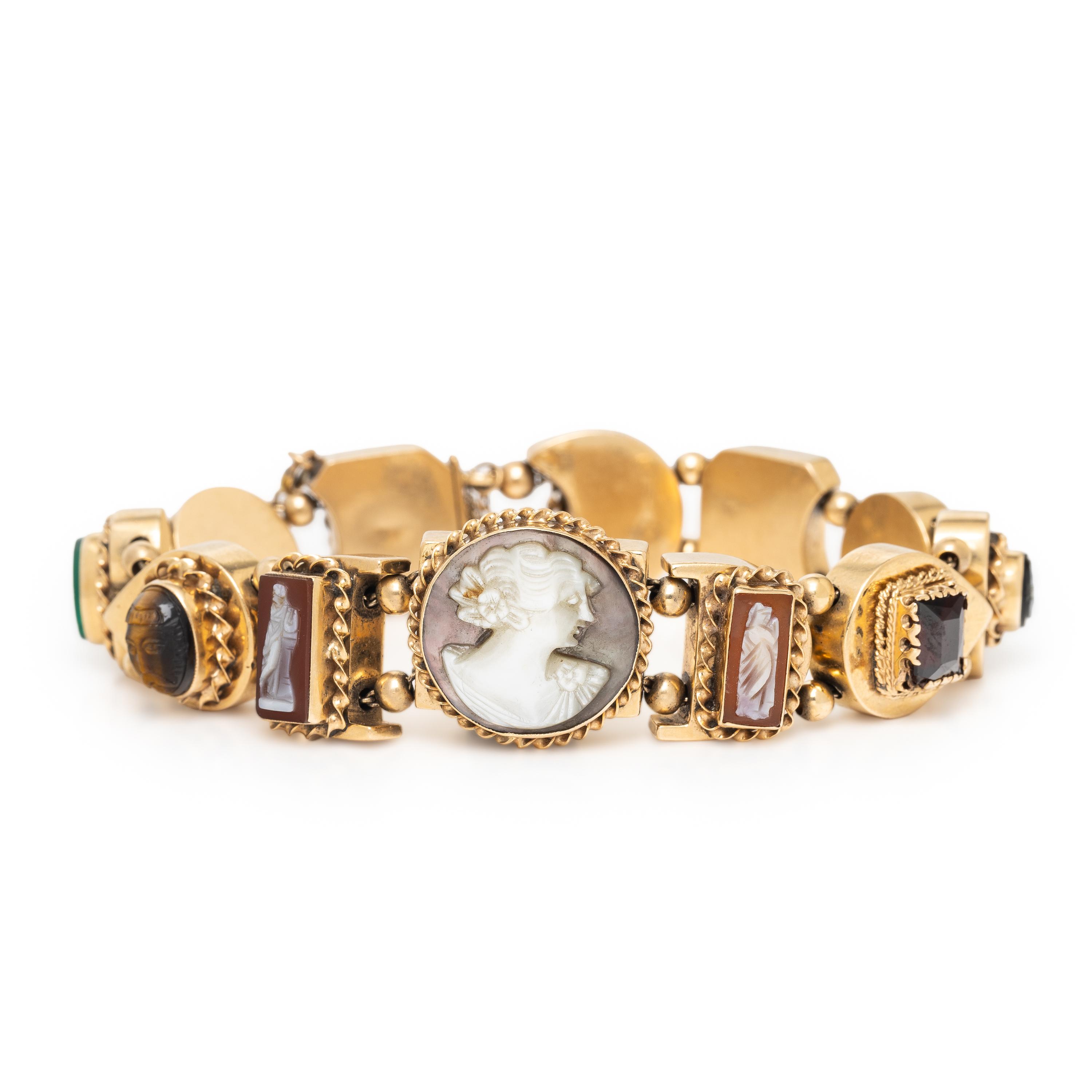 Multigem Cameo and Yellow Gold Bracelet