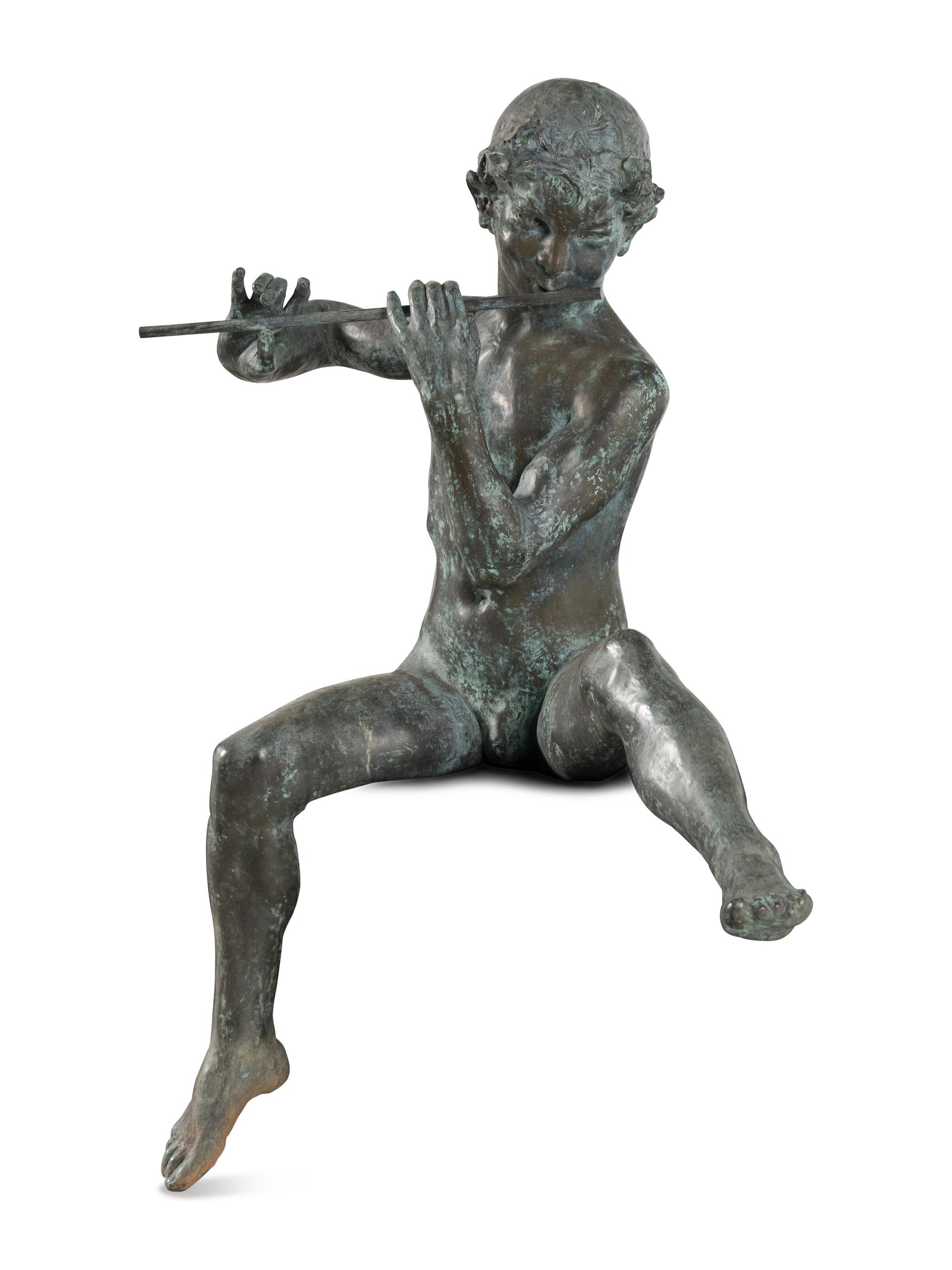 A Patinated Bronze Figure of Pan