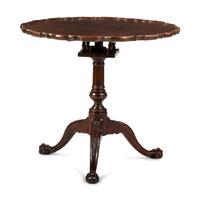 A Chippendale Style Carved Mahogany Pie-Crust Tilt-Top Tea Table