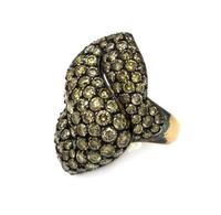 An 18 Karat Yellow Gold, Silver and Colored Diamond Ring, Gioia, 8.60 dwts.