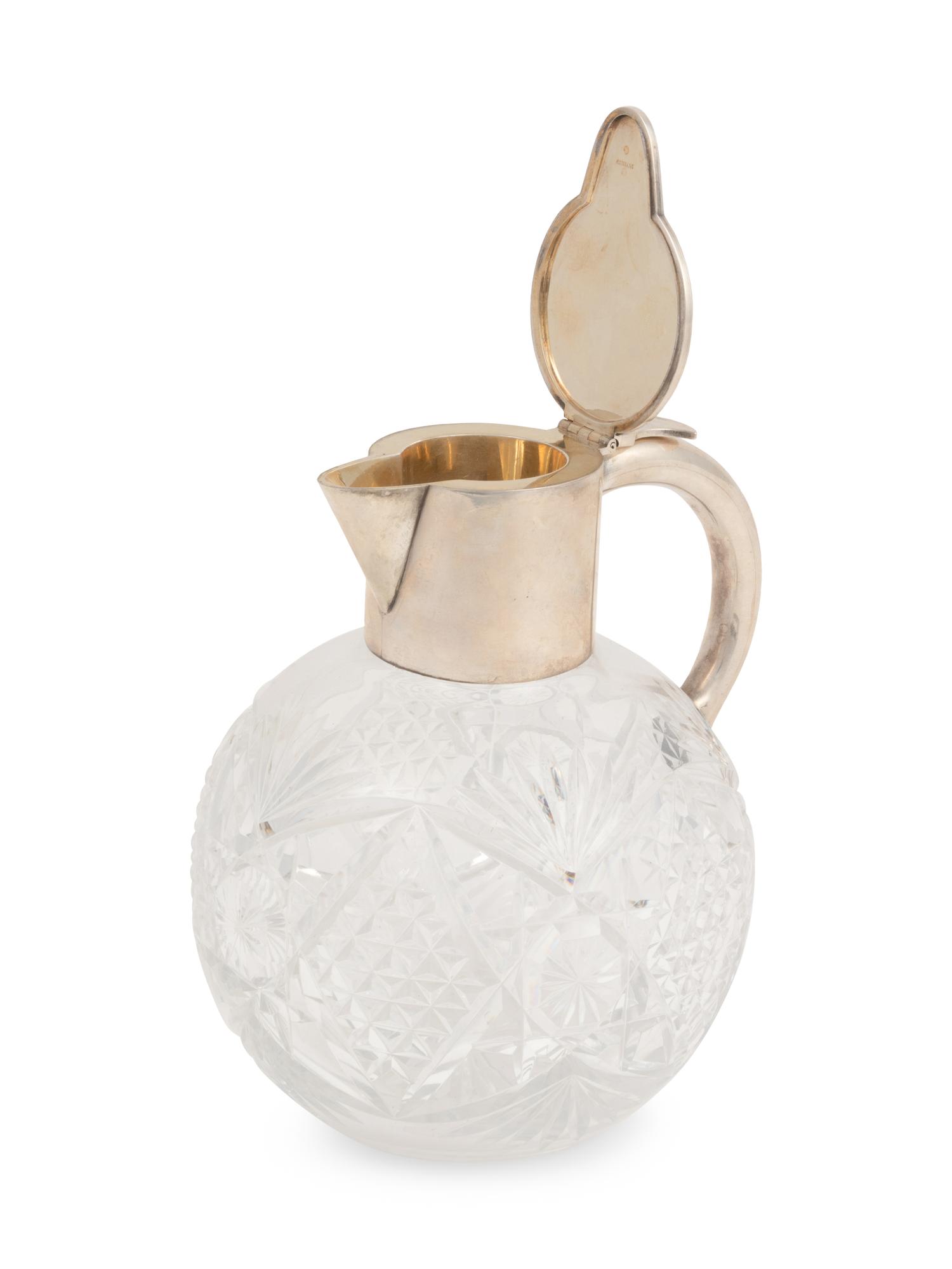 A Russian Silver Mounted Cut Glass Pitcher