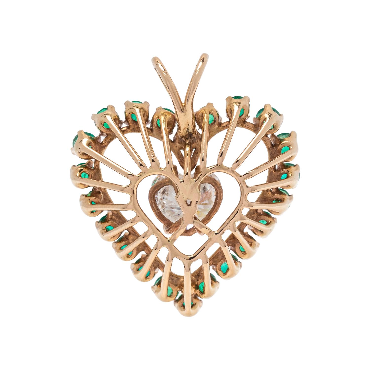 DIAMOND AND EMERALD HEART PENDANT