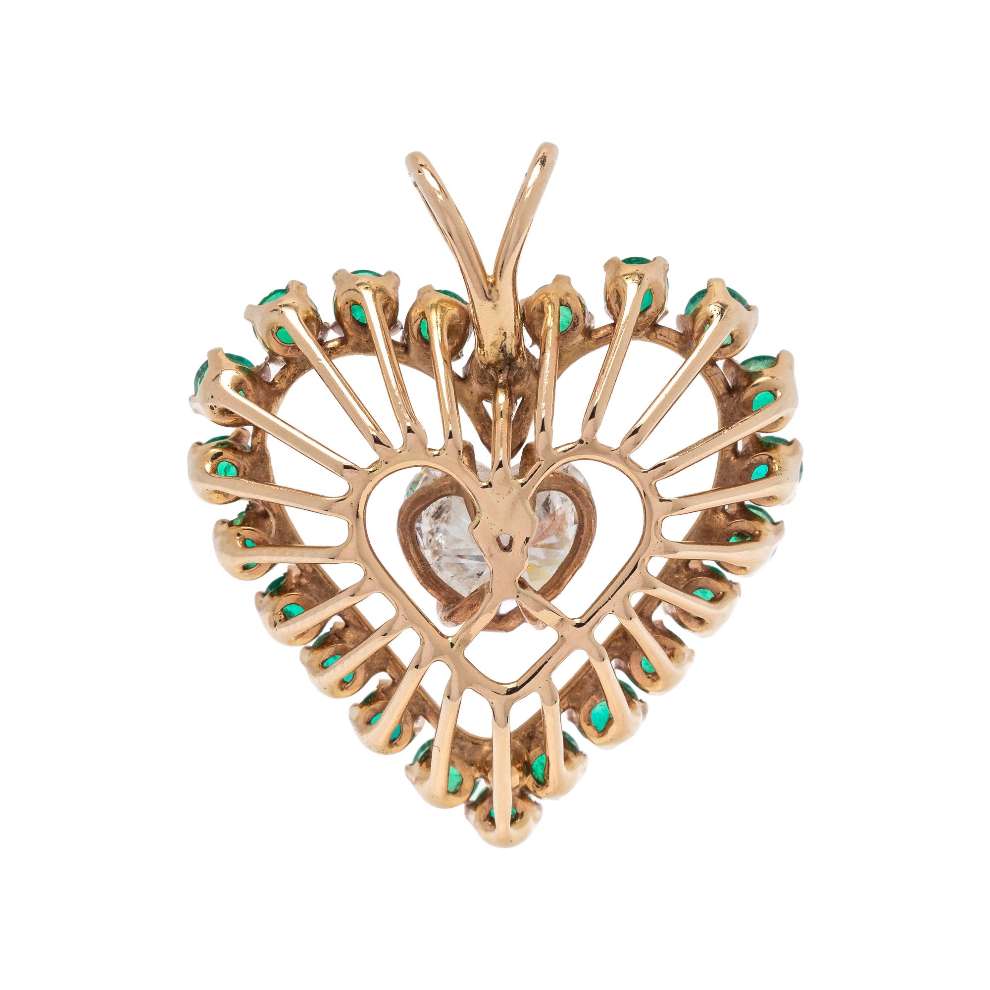 DIAMOND AND EMERALD HEART PENDANT