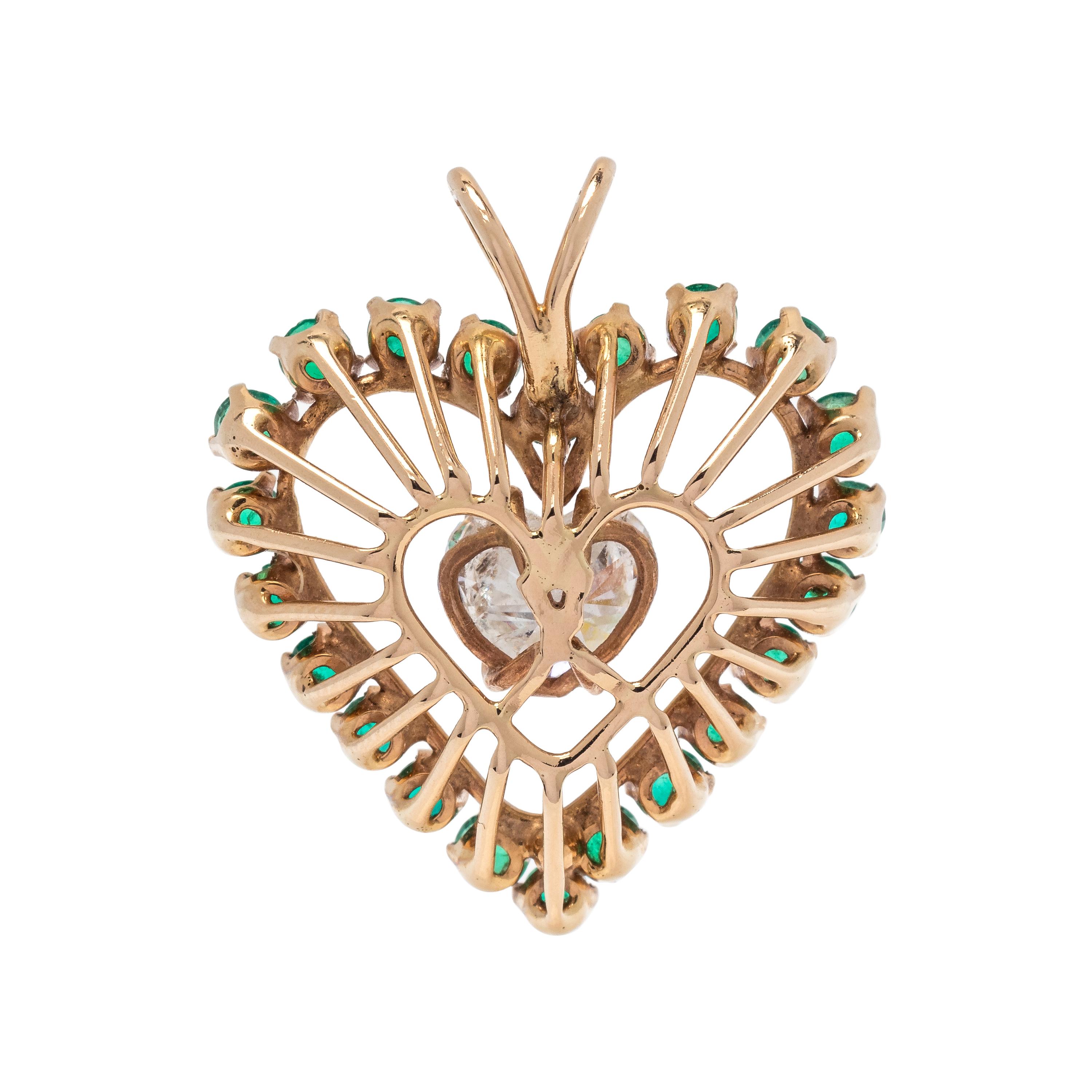 DIAMOND AND EMERALD HEART PENDANT