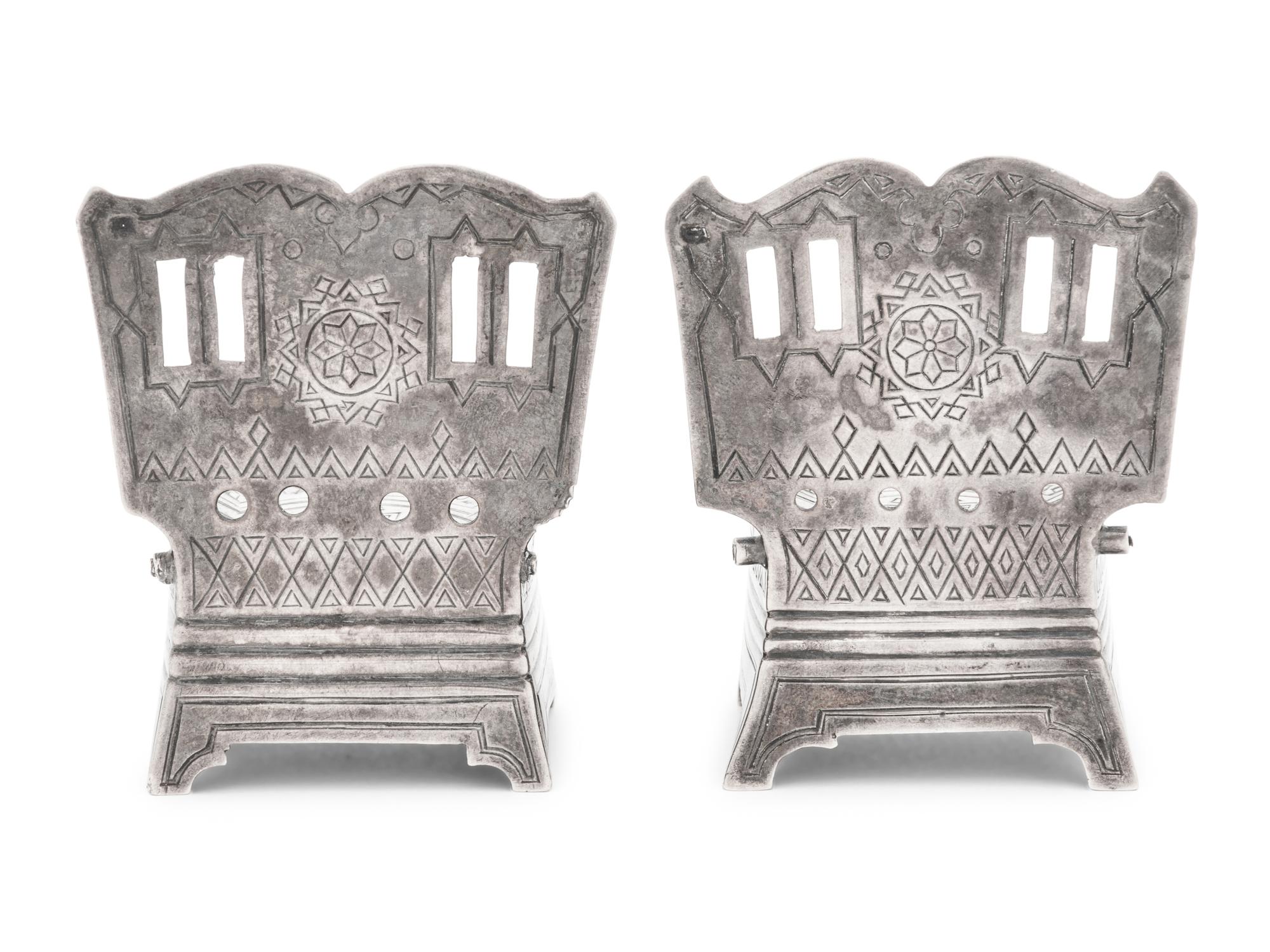 A Pair of Russian Silver Throne Salts
