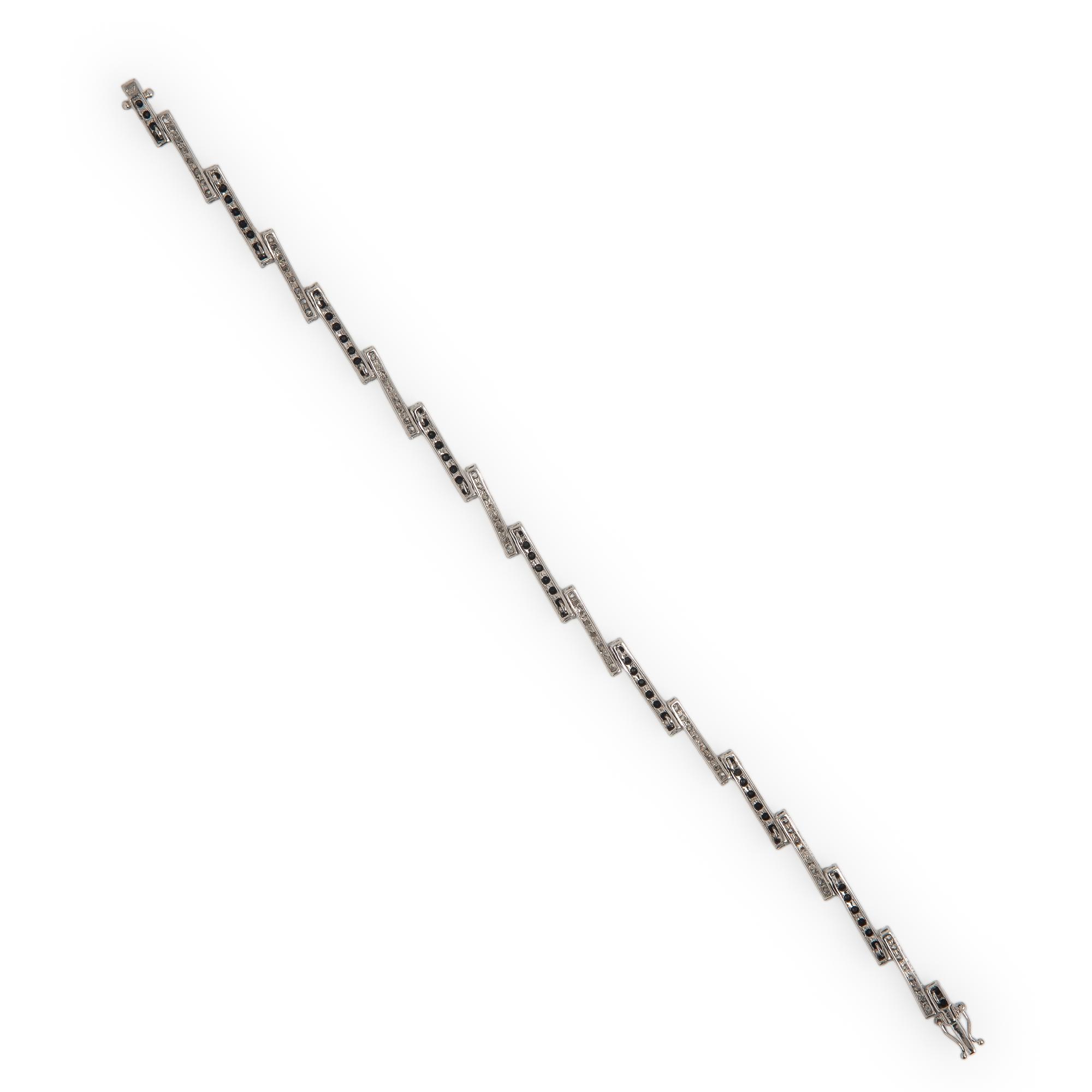 Diamond, Black Diamond, and White Gold Bracelet