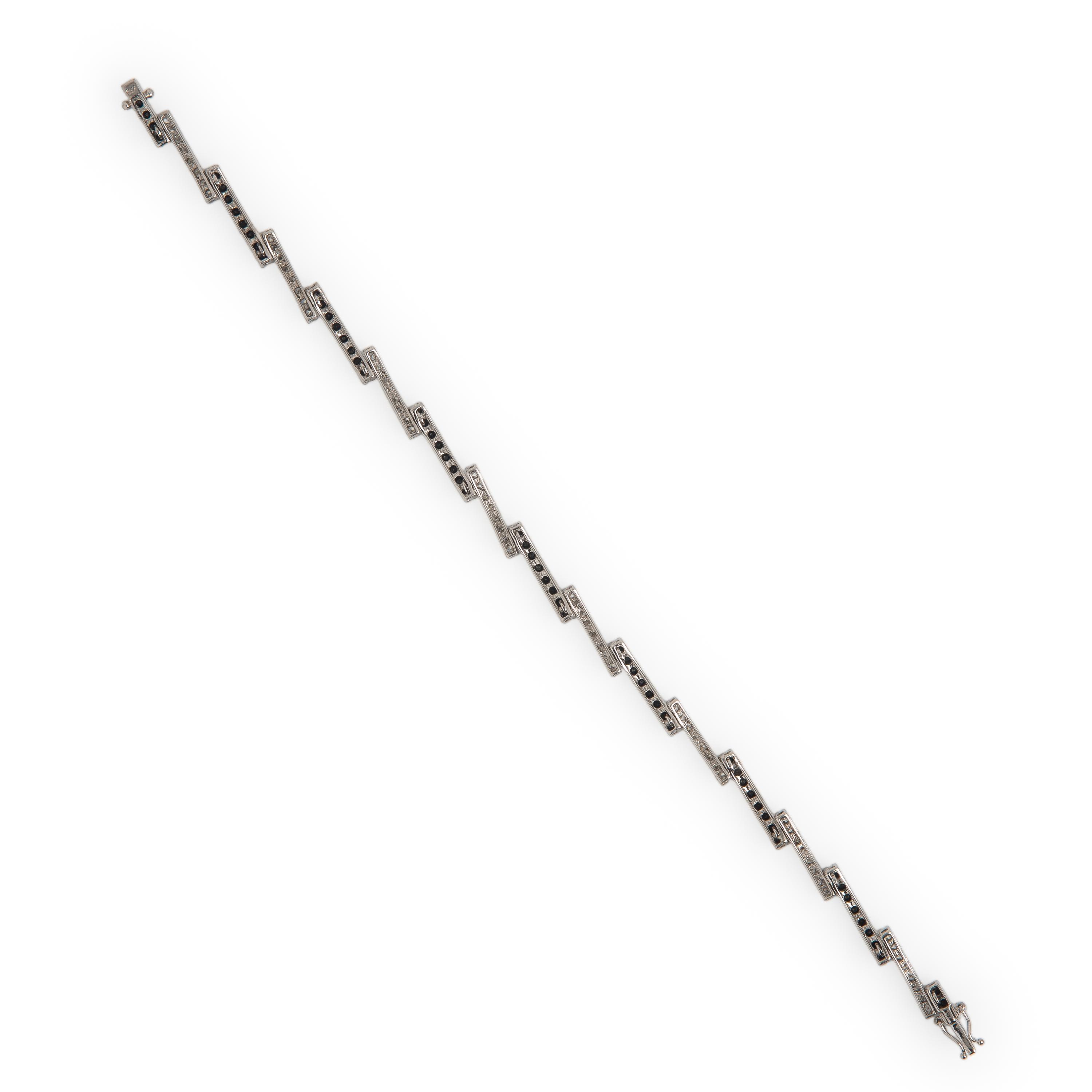 Diamond, Black Diamond, and White Gold Bracelet
