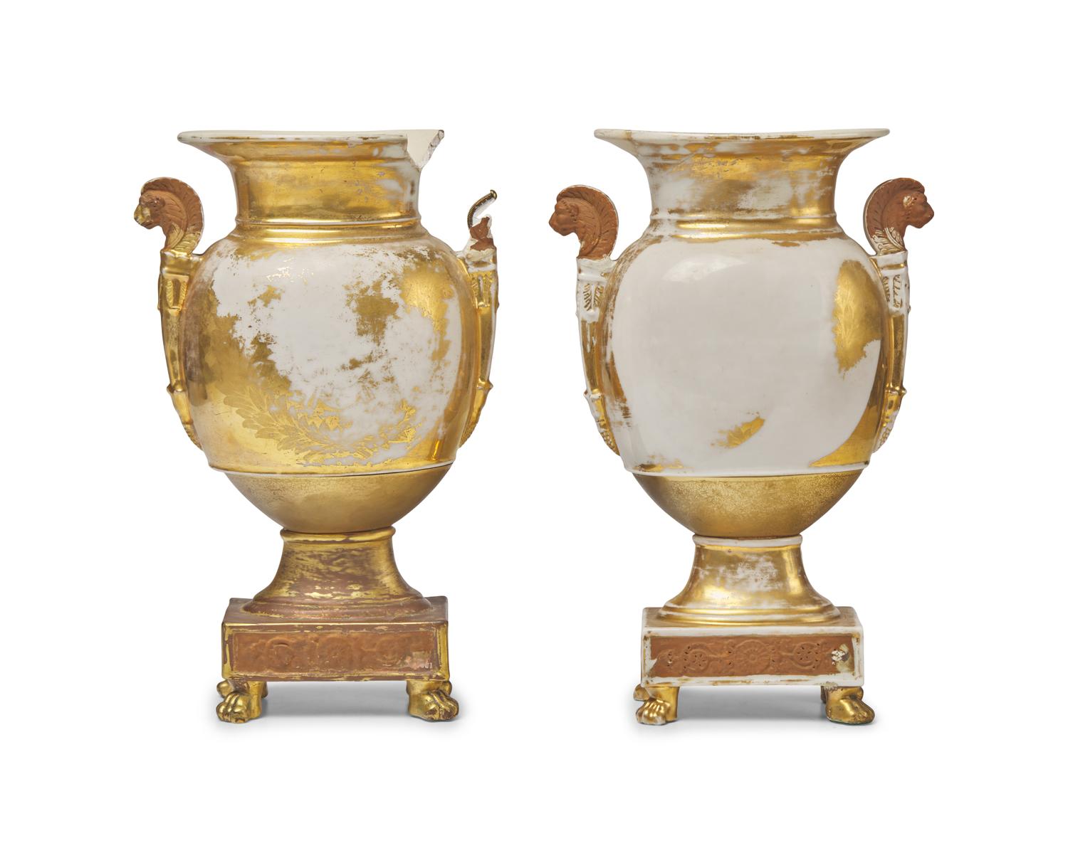A Pair of Hand-Painted and Gilt Paris Porcelain Vases for the American Market