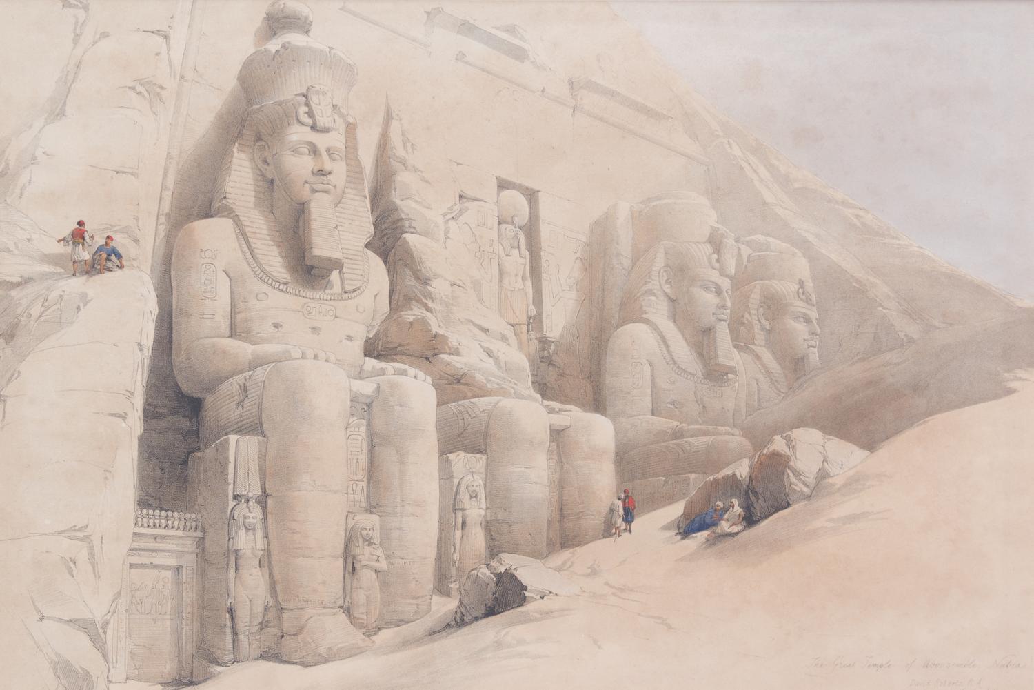 David Roberts, (British, 1796-1864), Karnac, Temple of Aboo Simbel, Dendera, El Kasne and Temple of Baalbec (five works)