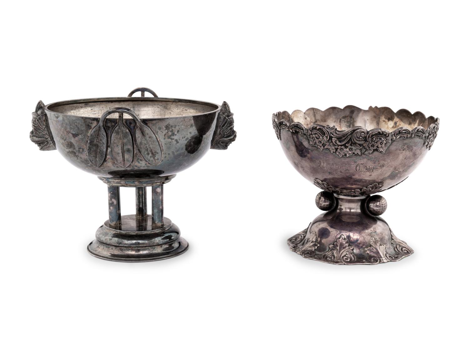 Two Japanese Sterling Silver Stem Bowls
