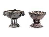 Two Japanese Sterling Silver Stem Bowls
