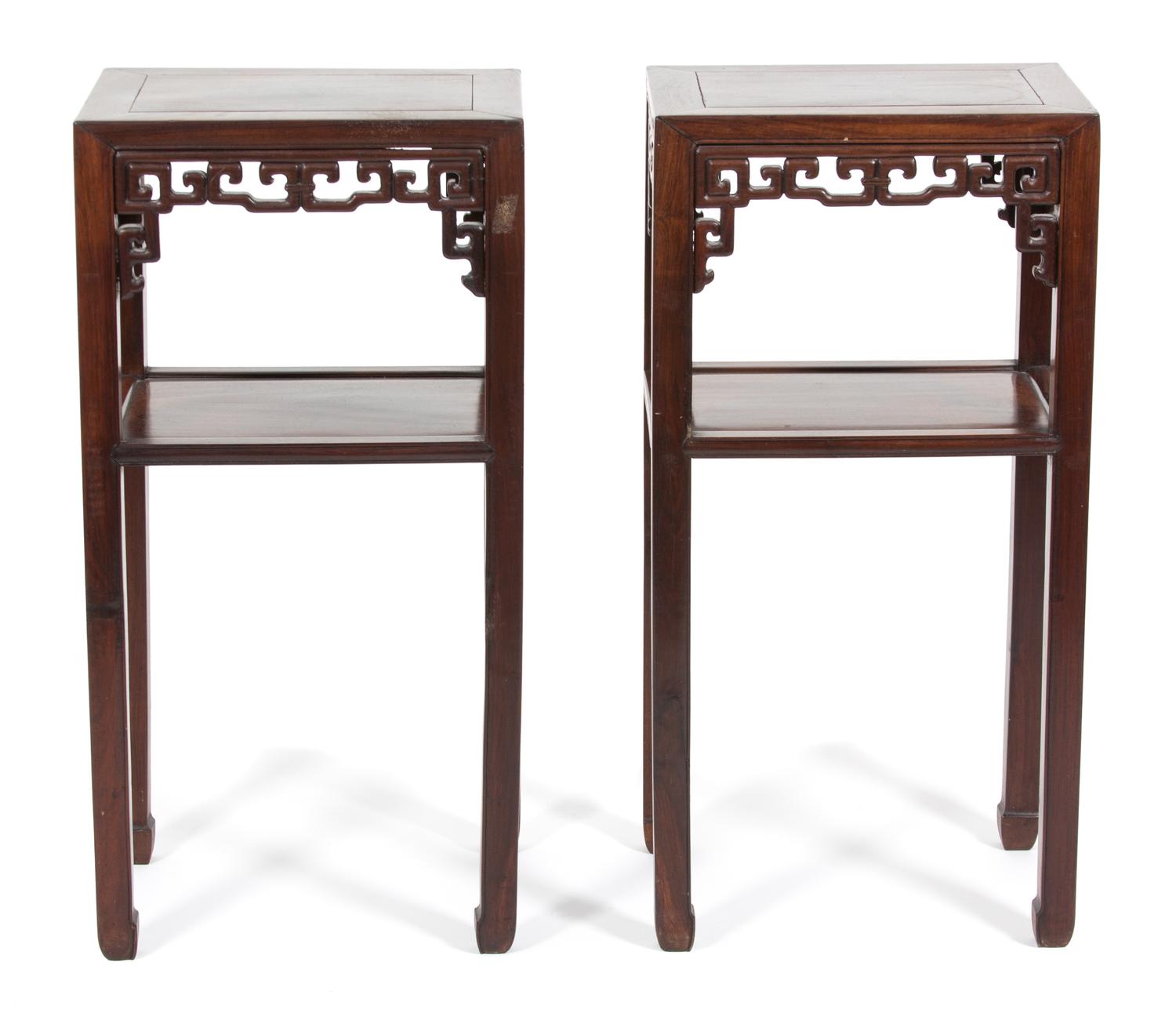 A Pair of Carved Chinese Rosewood Side Tables — LATE 19TH/20TH CENTURY