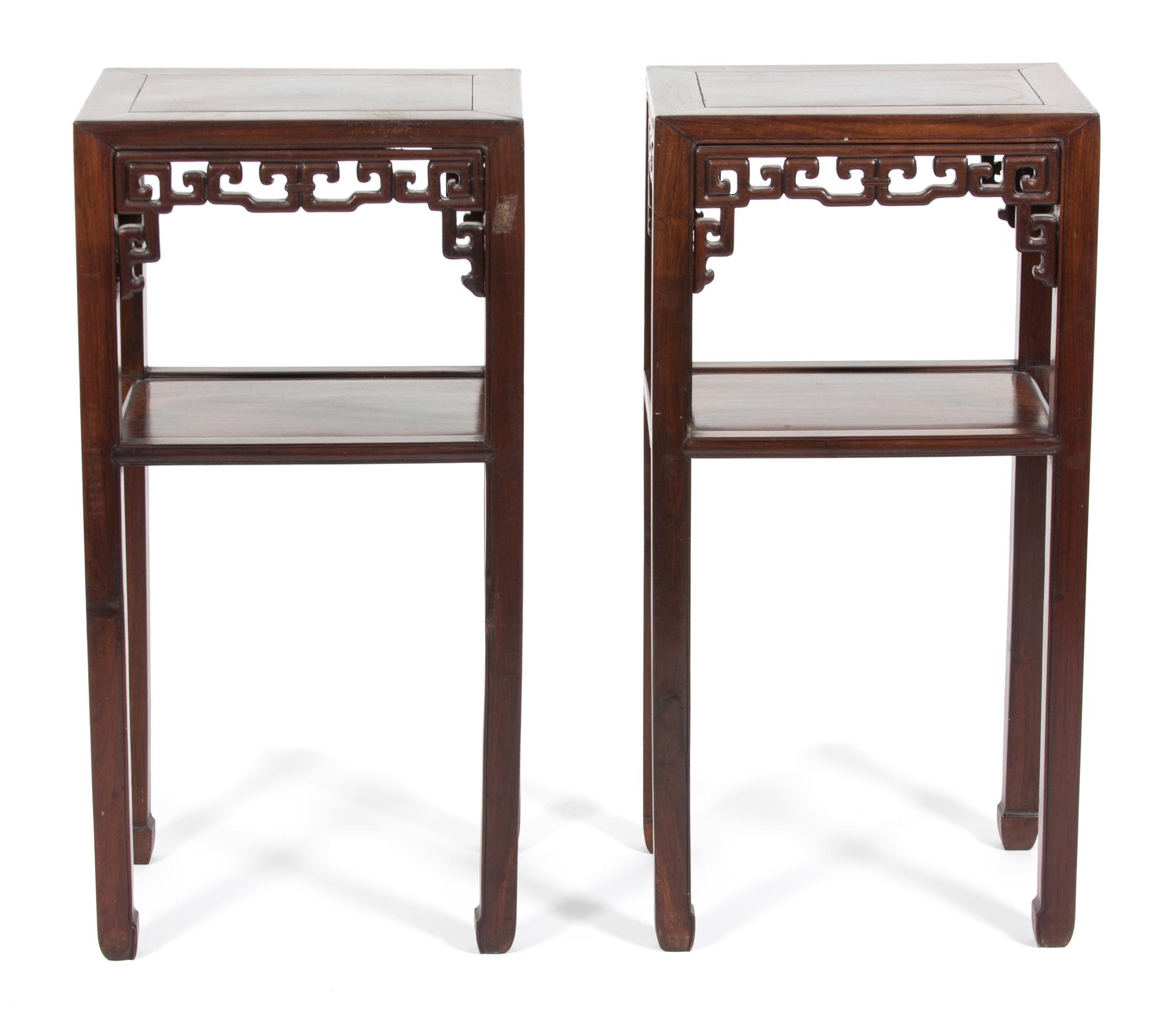 A Pair of Carved Chinese Rosewood Side Tables — LATE 19TH/20TH CENTURY