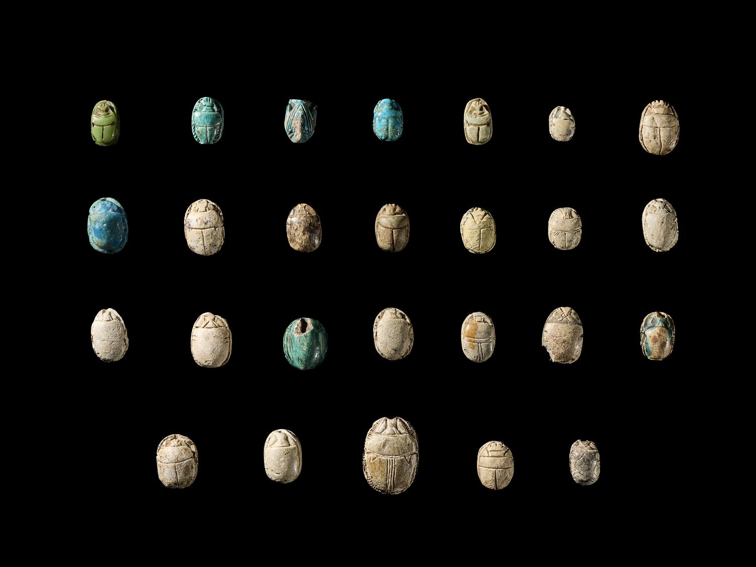 Twenty-Six Egyptian Faience and Steatite Scarabs