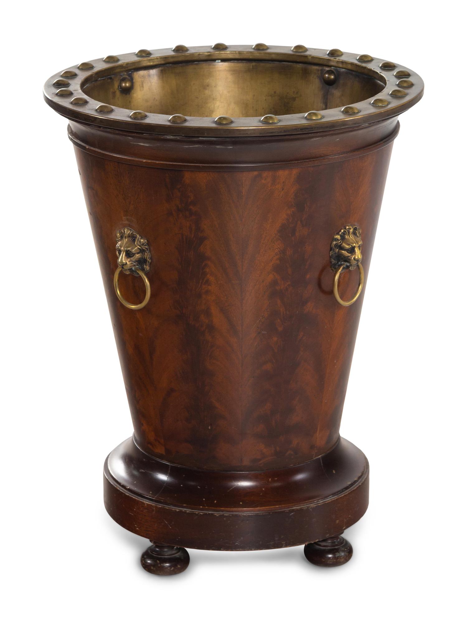 An Edwardian Brass Mounted Mahogany Log Bucket