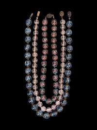 Three Chinese Quartz and Hardstone Beaded Necklaces