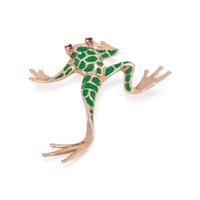DANKNER, YELLOW GOLD AND ENAMEL FROG BROOCH