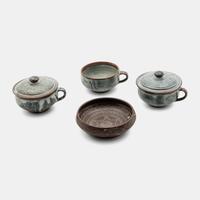 An Assembled Group of Four Vessels comprising three cups and one bowl