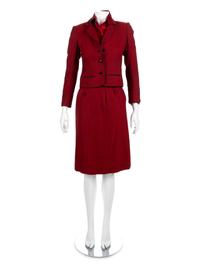 A Nina Ricci Red Tweed Wool Skirt Suit, 1980s