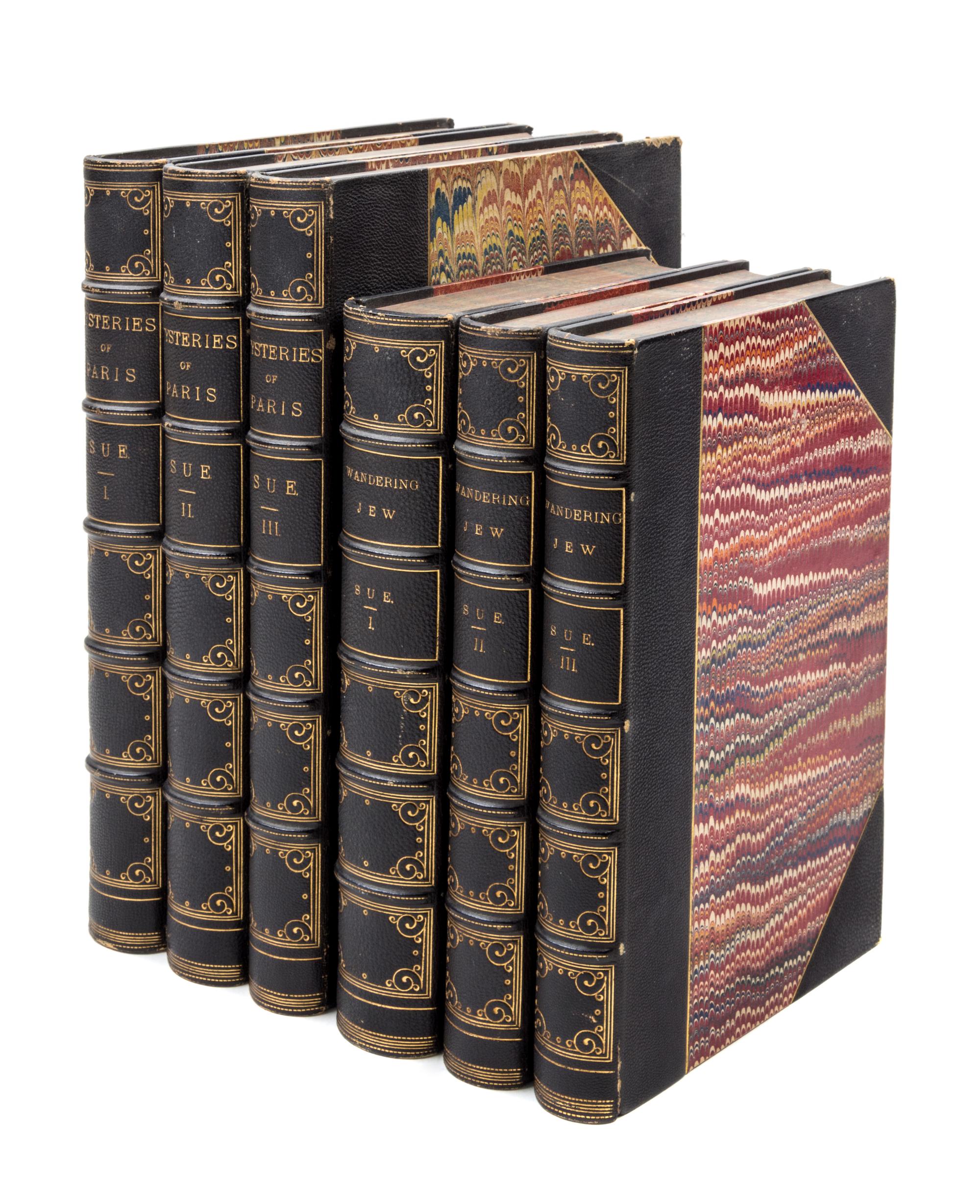 SUE, EUGENE. 2 works: The Wandering Jew (1844) and The Mysteries of Paris (1845). 6 vols. total.