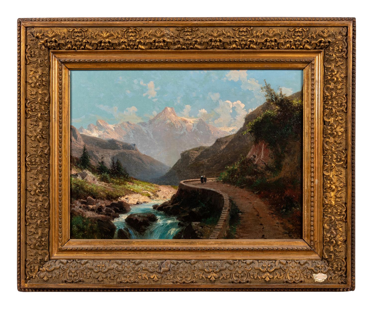 Two Figures by a Mountain River