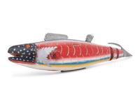 A Carved and Polychrome Painted Fish