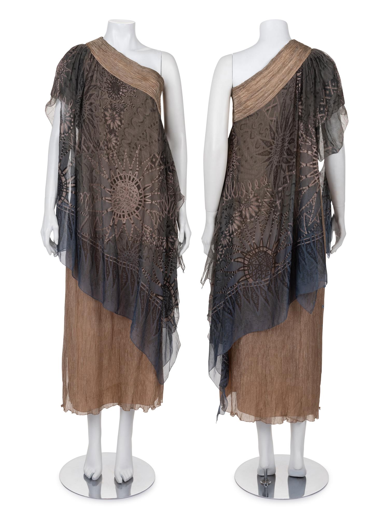 Zandra Rhodes Pleated Dress with Wrap, 1970s-80s